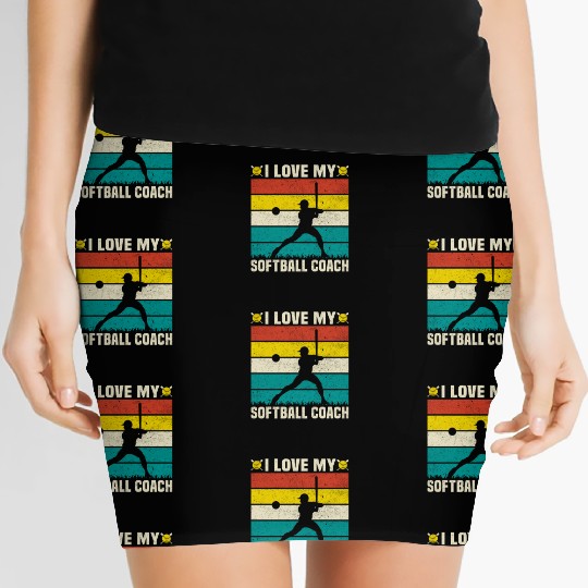 Retro Vintage Style I Love My Softball Coach Women's Mini Skirts