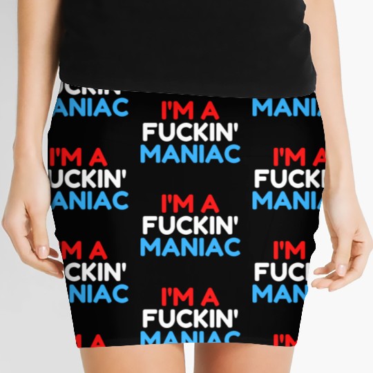 Fuckin' Maniac (Red, White and Blue version) Women's Mini Skirts