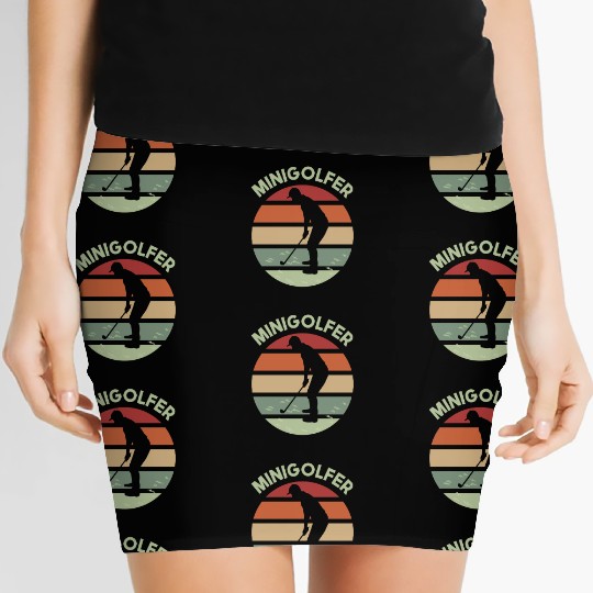 Minigolfing sunrise logo design with golfer Women's Mini Skirts