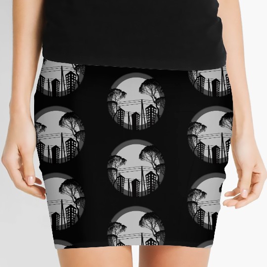 Black Tree Building Women's Mini Skirts