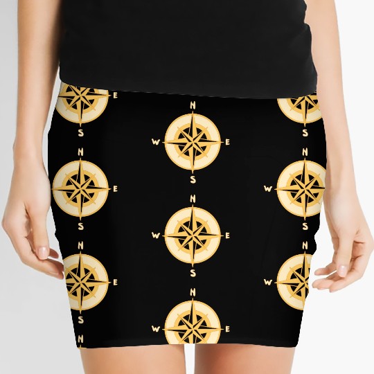 Nautical Compass star / rose, cardinal directions Women's Mini Skirts