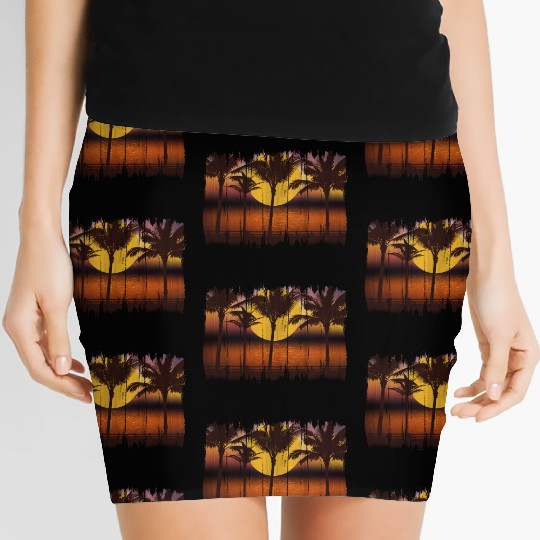 Sunset , Beach, Palm Trees, Palms Women's Mini Skirts