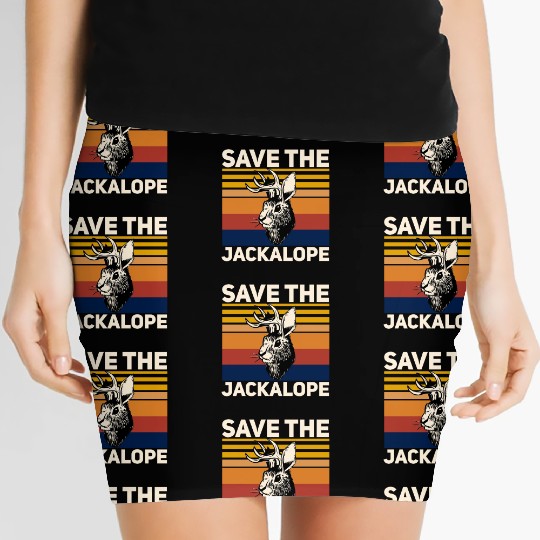 Save The Jackalope , Vintage Retro Camping Lover Women's Mini Skirts