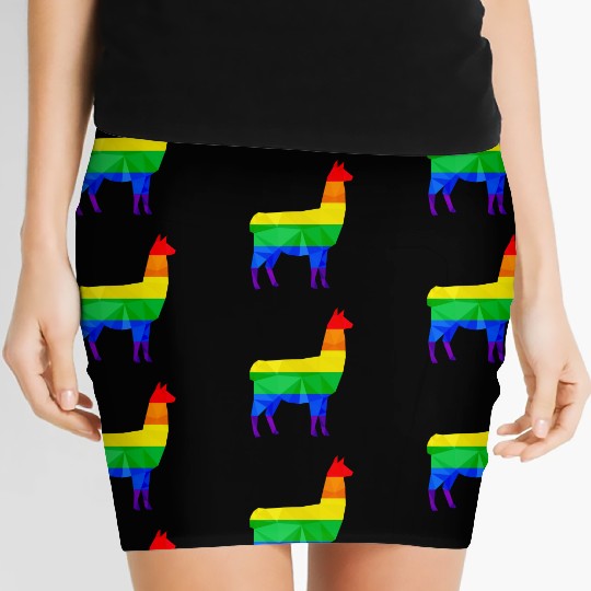 Colorful Llama LGBTQ Gay Pride Rainbow Flag Alpaca Women's Mini Skirts