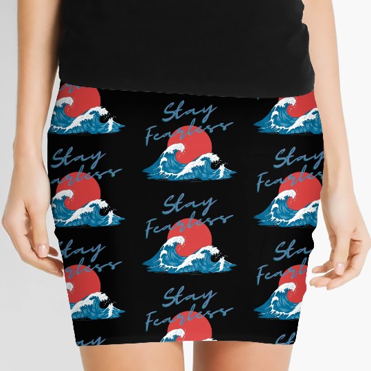 Stay Fearless - Japan Wave Design - Raging Wave Women's Mini Skirts
