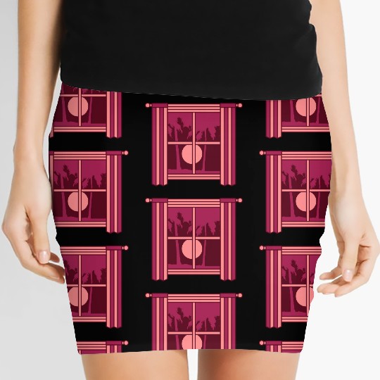 Palm tree window sun Women's Mini Skirts