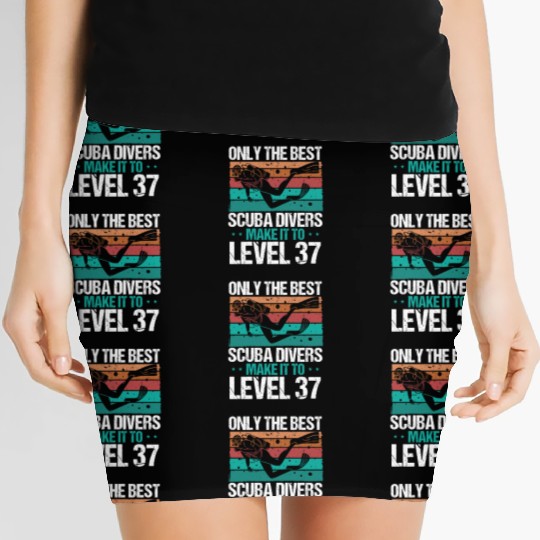 37 Scuba Diving Level 37 Year Diver Snorkeling Women's Mini Skirts
