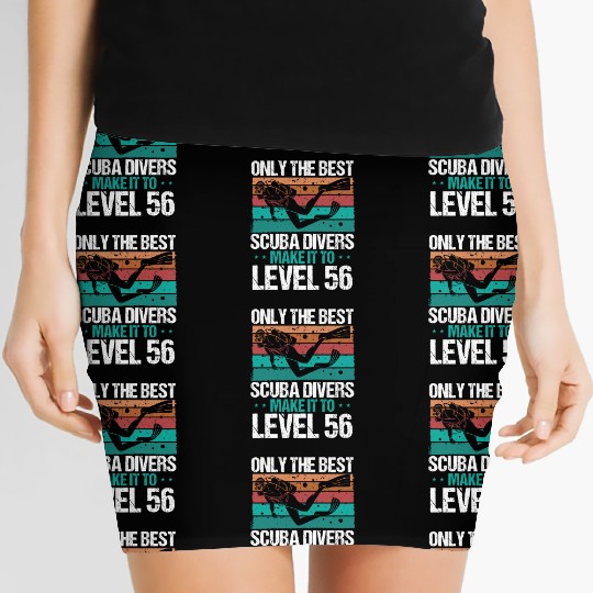 56 Scuba Diving Level 56 Year Diver Snorkeling Women's Mini Skirts