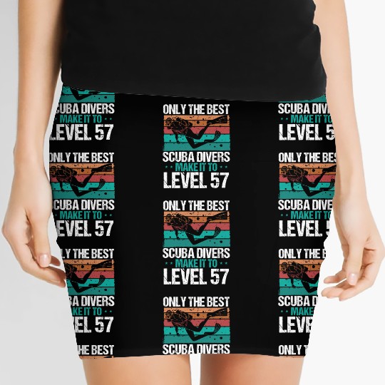 57 Scuba Diving Level 57 Year Diver Snorkeling Women's Mini Skirts