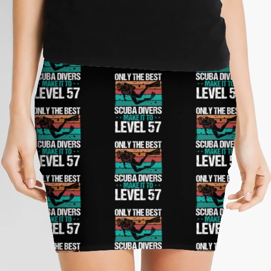57 Scuba Diving Level 57 Year Diver Snorkeling Women's Mini Skirts