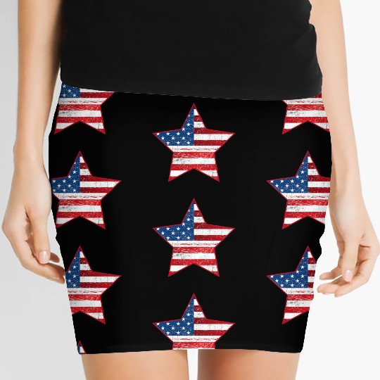 US Flag Star Patriotic Women's Mini Skirts Stars Stripes
