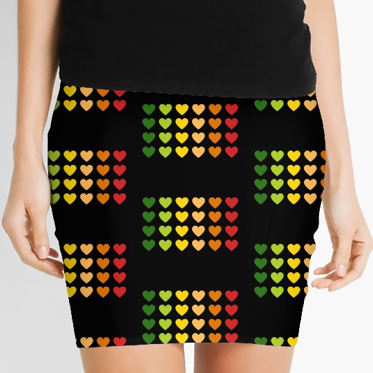 Hearts - Autumn Gradient, Green to Red Women's Mini Skirts