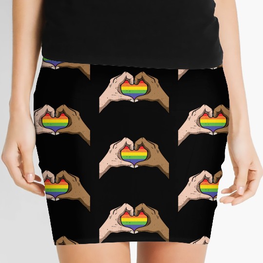 LGBT Rainbow Heart Gay Pride Lesbian Equality Gift Women's Mini Skirts