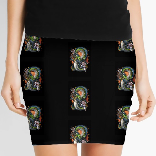 Japanese Dragon Samurai Warrior Battle Women's Mini Skirts