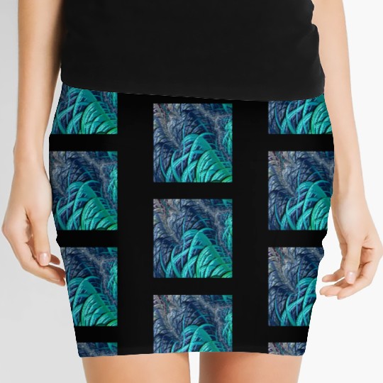 Turquoise Oceanic Texture. Women's Mini Skirts