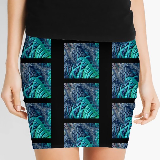 Turquoise Oceanic Texture. Women's Mini Skirts