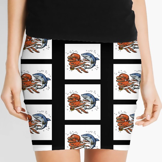 Octopus Shark Pirate Battle Women's Mini Skirts