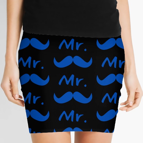 Mr & Mrs. Mustache Lips Matching Couple Women's Mini Skirts