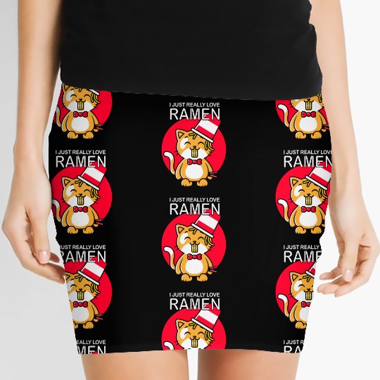 Cat Ramen Lover I Just really love Ramen Women's Mini Skirts