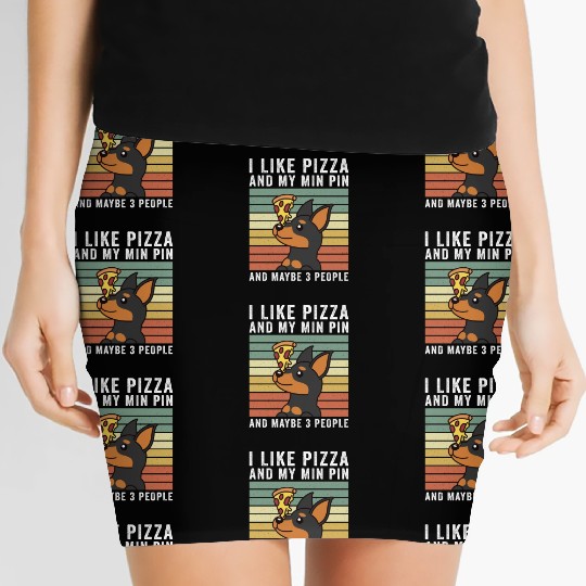 I Like Pizza And My Miniature Pinscher Women's Mini Skirts