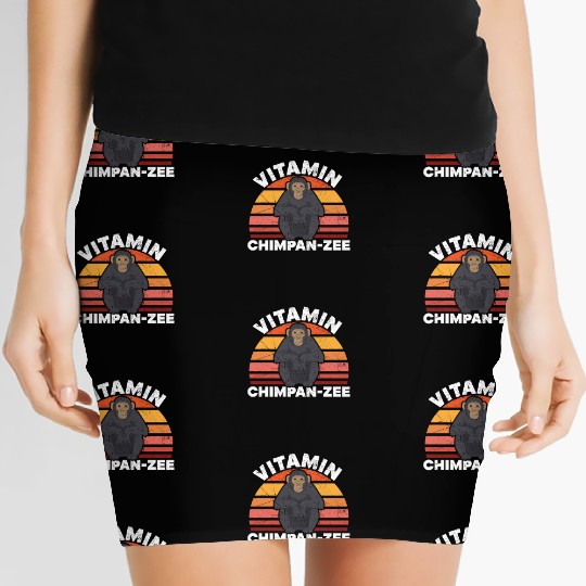 Vitamin Chimpanzee Monkey Animal Zookeeper Women's Mini Skirts