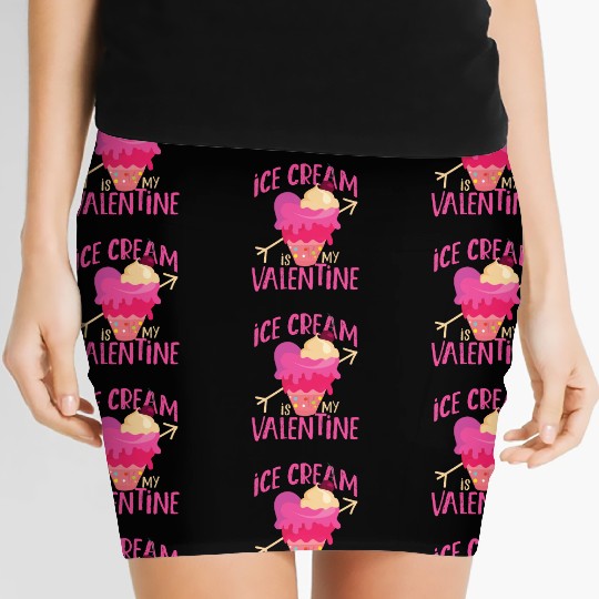 Ice Cream Valentines Day Heart Women's Mini Skirts