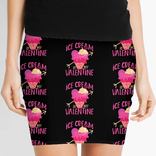 Ice Cream Valentines Day Heart Women's Mini Skirts