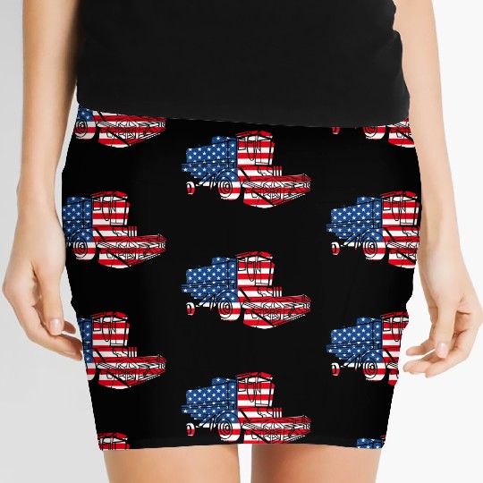 Farm Tractor American Flag Combine Harvester Women's Mini Skirts