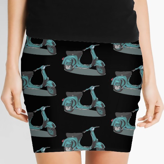 Green Vintage Vespa Women's Mini Skirts