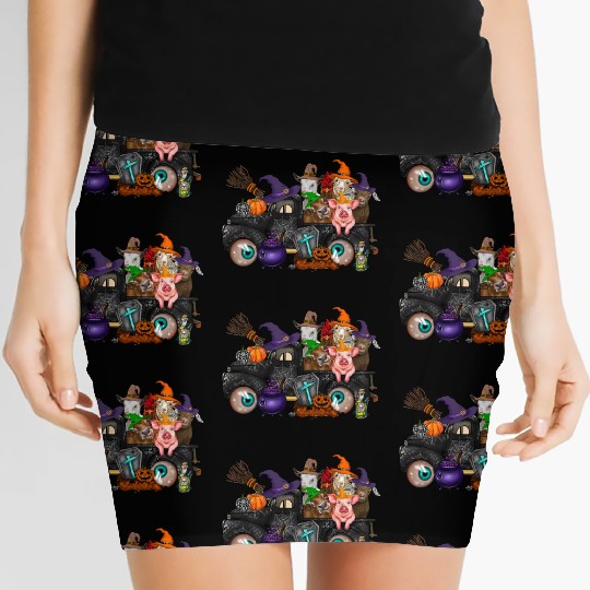 Halloween Farm Animals Truck Women's Mini Skirts