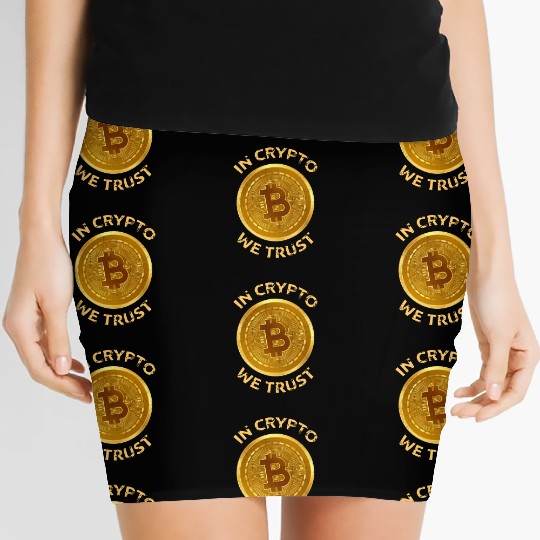 In Crypto We Trust Large Bitcoin Coin Design Tradi Women's Mini Skirts