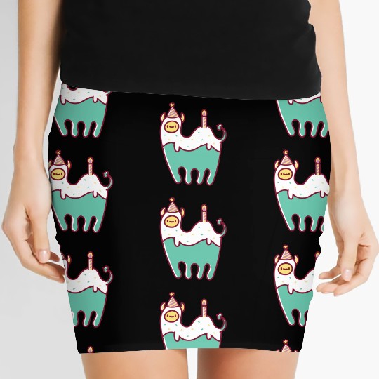 Green Llama Monster Party Women's Mini Skirts