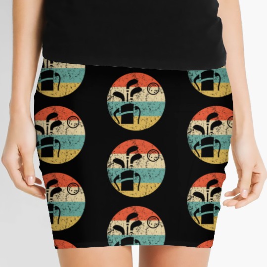 Golf Clubs and Ball Icon Retro Golfing Women's Mini Skirts