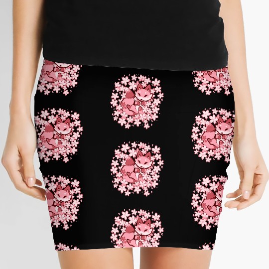 Cherry Blossom Fox Women's Mini Skirts