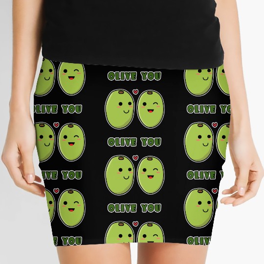 Kawaii Olive You for funny quote lover Women's Mini Skirts