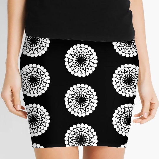 Geometric Triangle Mandala Round Pattern Shape Women's Mini Skirts