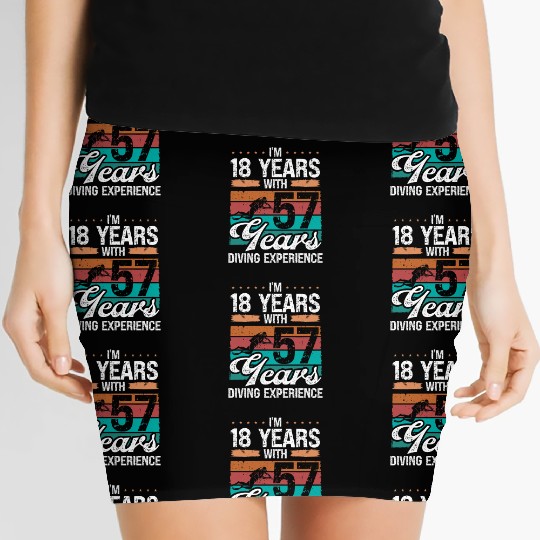 75 Birthday Idea Scuba Diving 75 Year Old Diver Women's Mini Skirts