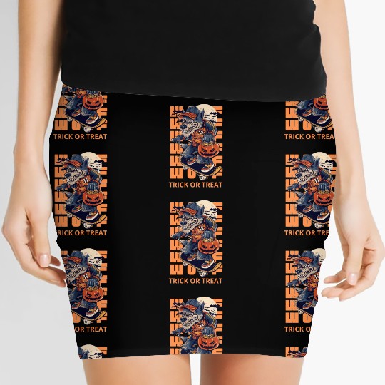 Trick Or Treat Werewolf Halloween Design Women's Mini Skirts