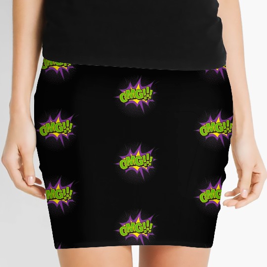 Comic Style OMG Expression Design Women's Mini Skirts