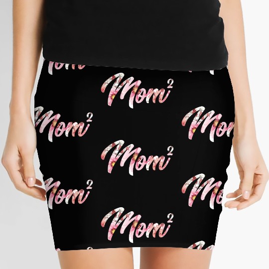 Mom Squared Floral Design Cute Mothers Day Women's Mini Skirts