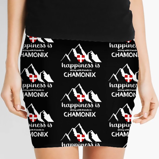 Happiness is skiing with friends in Chamonix Women's Mini Skirts