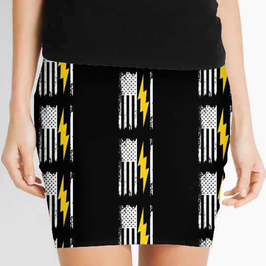 Cool Lightning Bolt And Flag Electrician Women's Mini Skirts