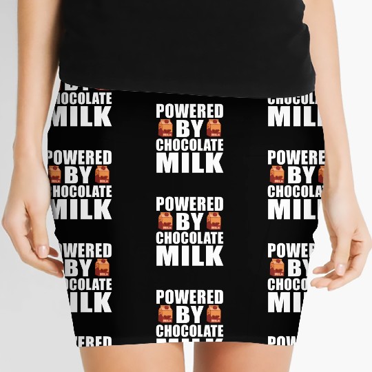 Powered By Chocolate Milk Funny Weight Lifting Wor Women's Mini Skirts