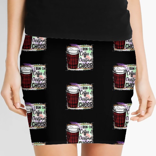 I Run On Coffee Christmas Cheer Women's Mini Skirts