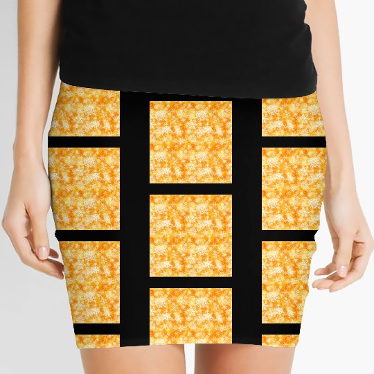 Orange White Snowflakes Pattern Women's Mini Skirts