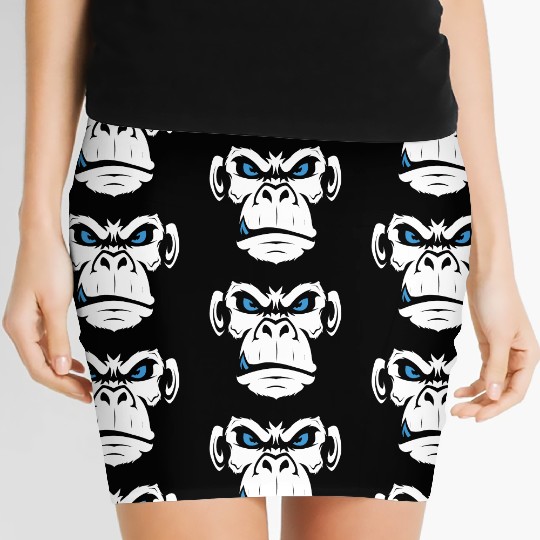 Monkey Head Angry Monkey Face Women's Mini Skirts