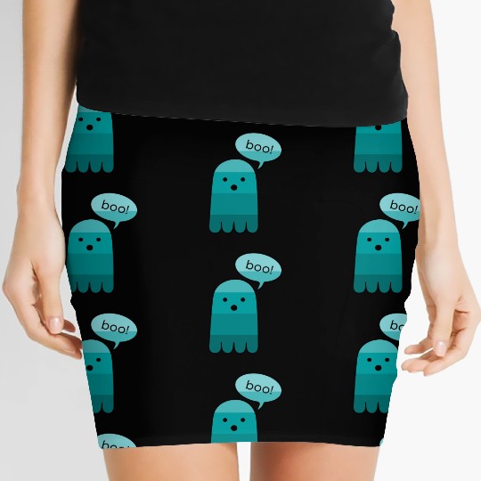 Persian Green Boo Ghost Halloween Women's Mini Skirts