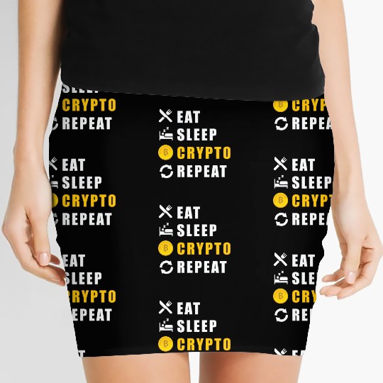 Bitcoin sloth BTC logo eat sleep Crypto repeat Women's Mini Skirts