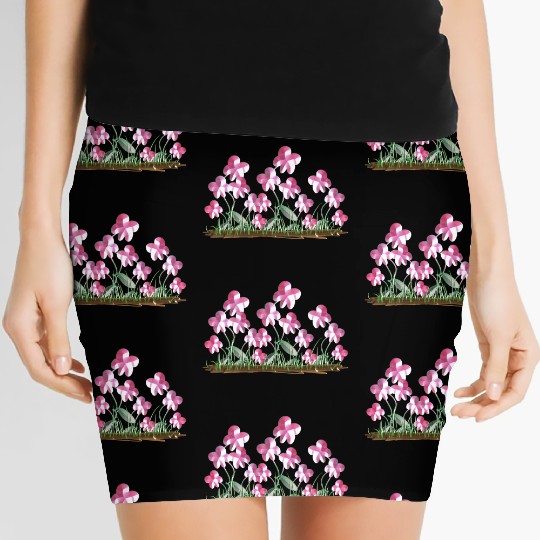 plants pink flowers nature icon Women's Mini Skirts