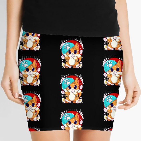 Kitty Eating Ramen And Kawaii Shusi Women's Mini Skirts